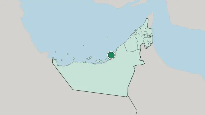 Map of Abu Dhabi in United Arab Emirates