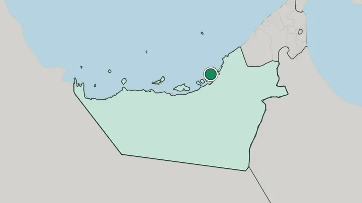 Map of Abu Dhabi in United Arab Emirates