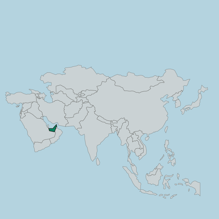 Map showing United Arab Emirates — In Asia