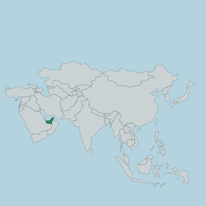 Map showing United Arab Emirates — In Asia