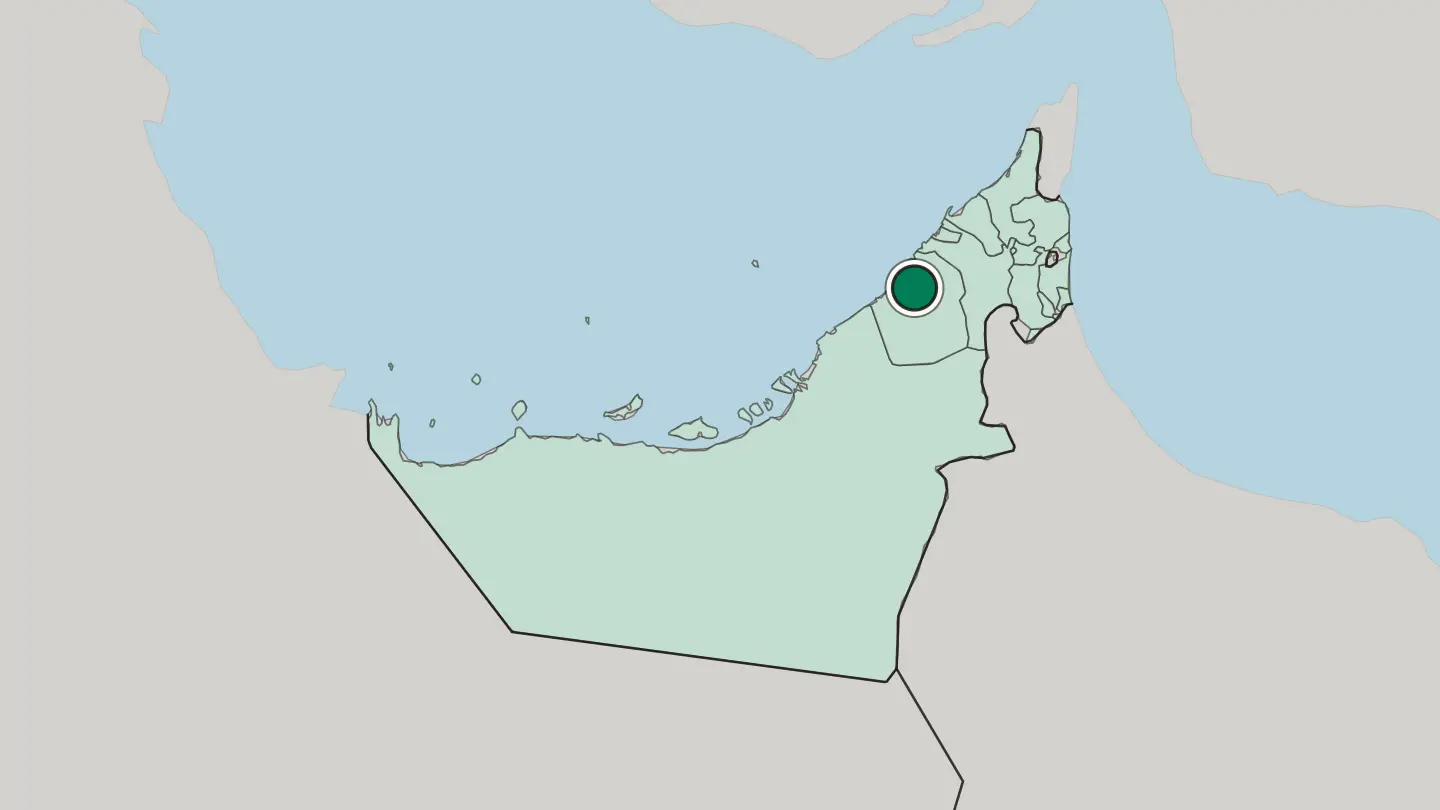 Map of Dubai in United Arab Emirates