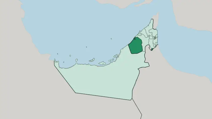 Map of Dubai in United Arab Emirates