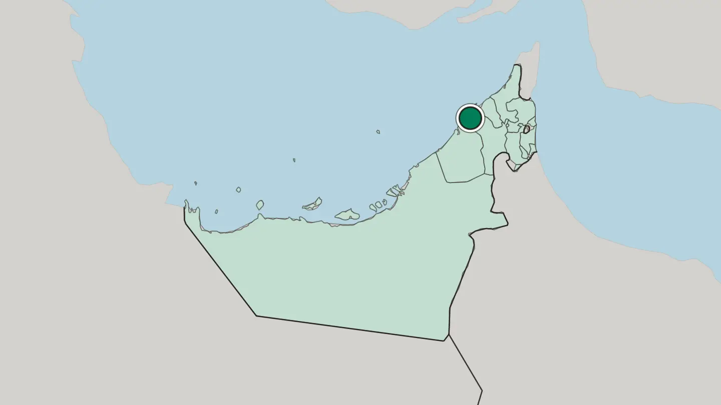 Map of Ajman in United Arab Emirates