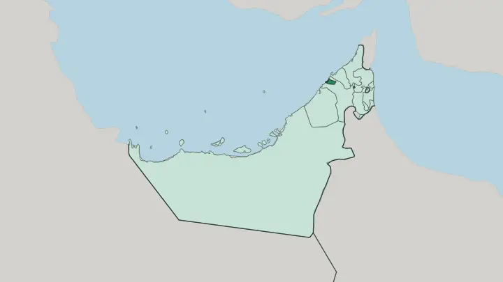 Map of Emirate of Ajman in United Arab Emirates