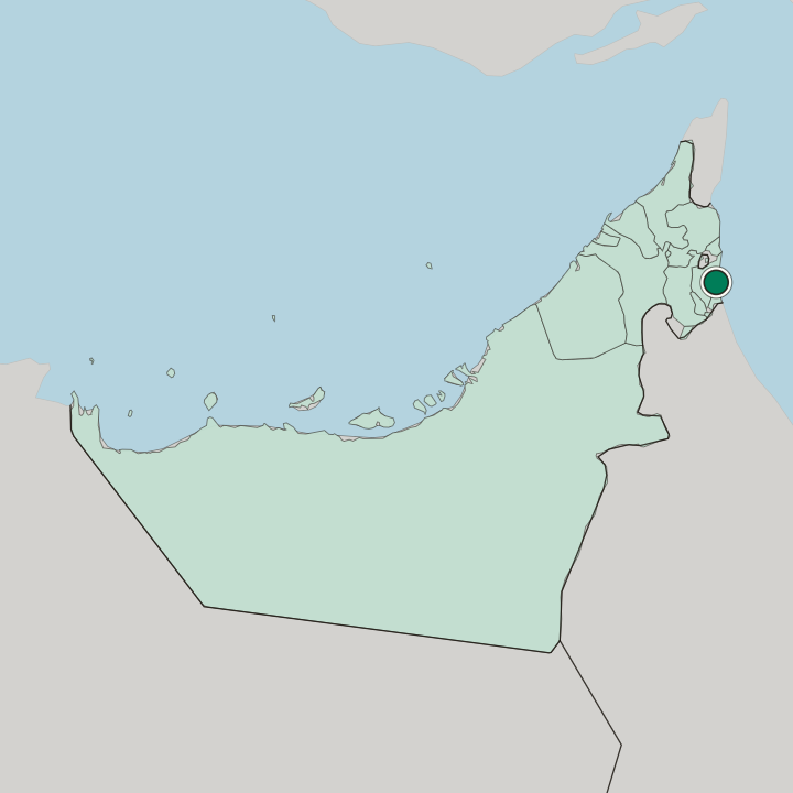 Map showing Fujairah — In United Arab Emirates
