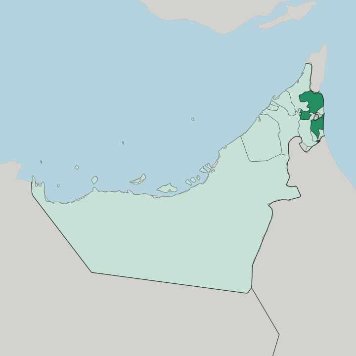 Map showing Emirate of Fujairah — In United Arab Emirates