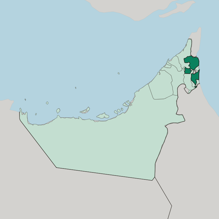 Map showing Emirate of Fujairah — In United Arab Emirates