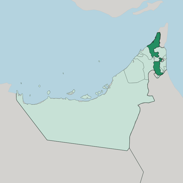 Map showing Emirate of Ras Al Khaimah — In United Arab Emirates