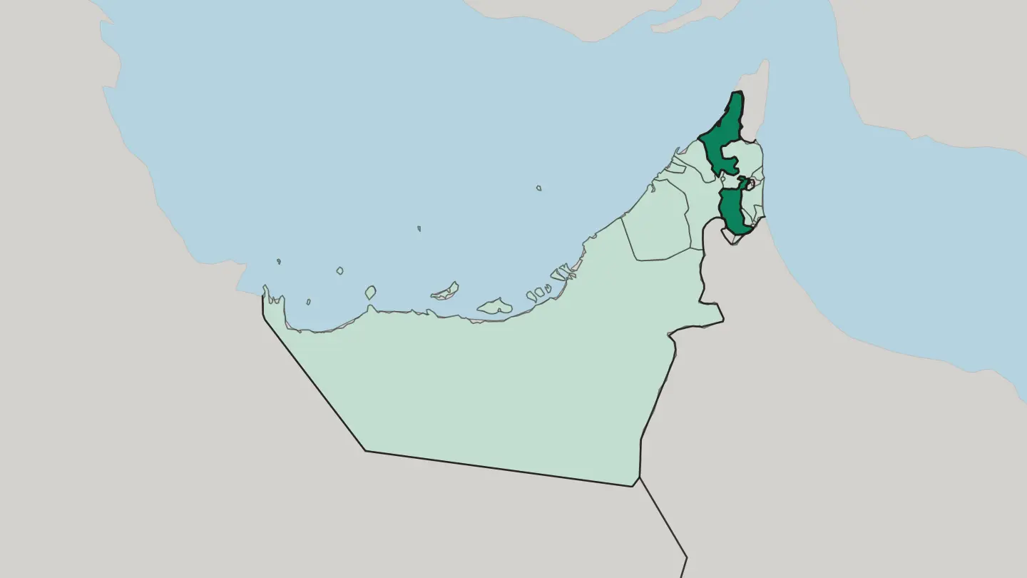 Map of Emirate of Ras Al Khaimah in United Arab Emirates