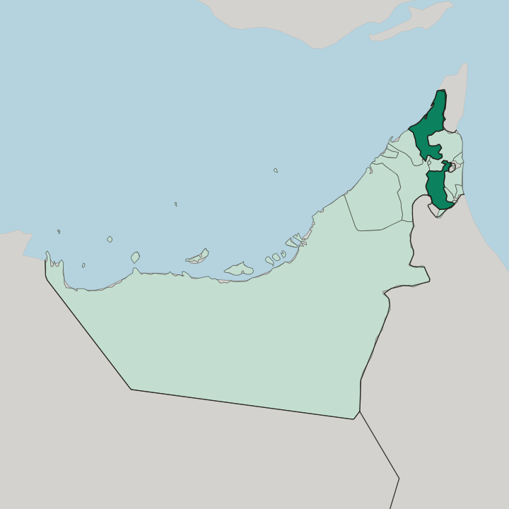 Map showing Emirate of Ras Al Khaimah — In United Arab Emirates