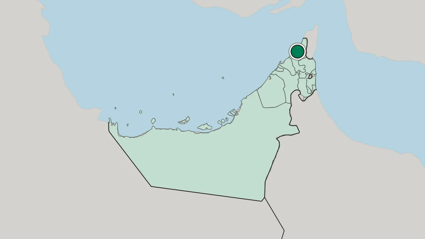 Map of Ras Al Khaimah in United Arab Emirates