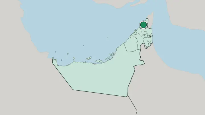 Map of Ras Al Khaimah in United Arab Emirates