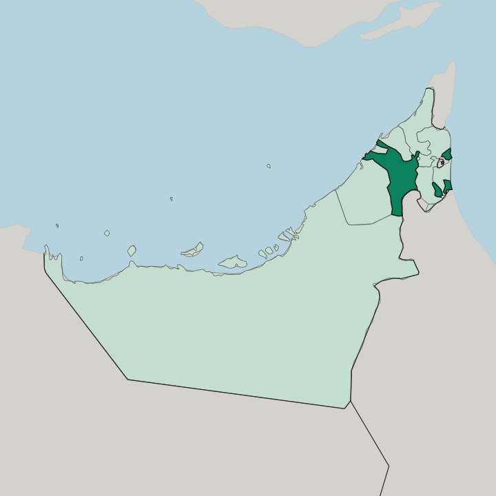 Map showing Emirate of Sharjah — In United Arab Emirates