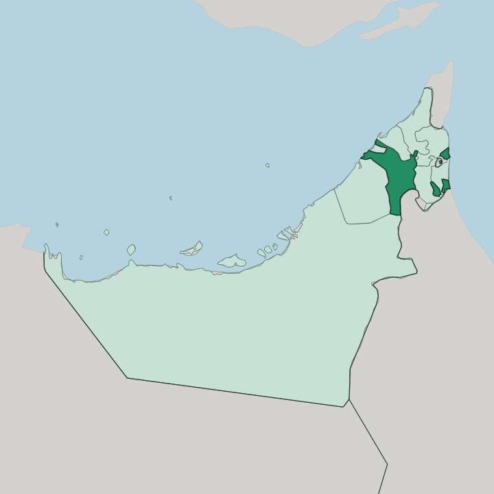 Map showing Emirate of Sharjah — In United Arab Emirates