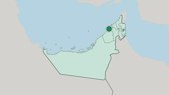 Map of Sharjah in United Arab Emirates