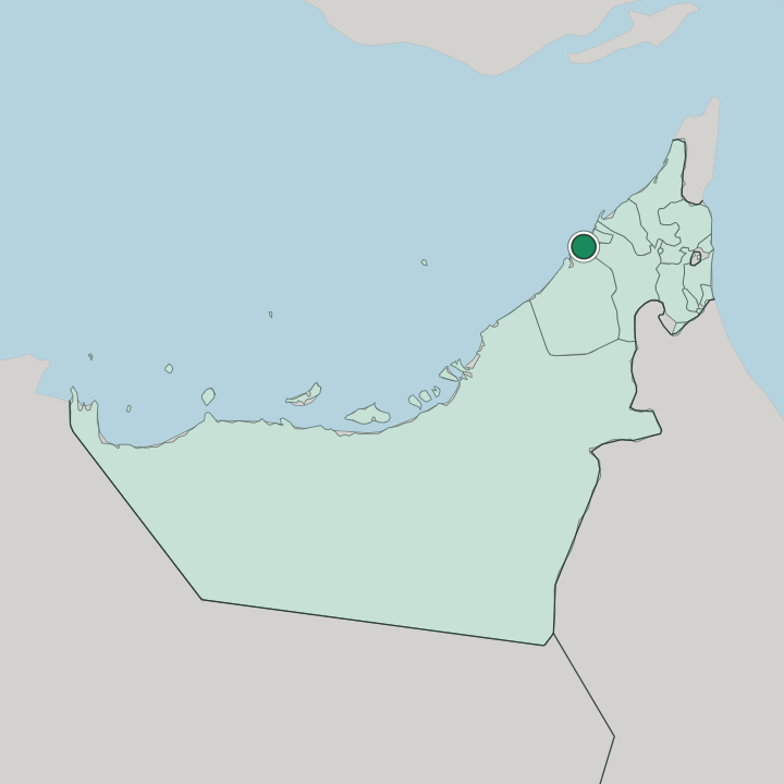 Map showing Sharjah — In United Arab Emirates