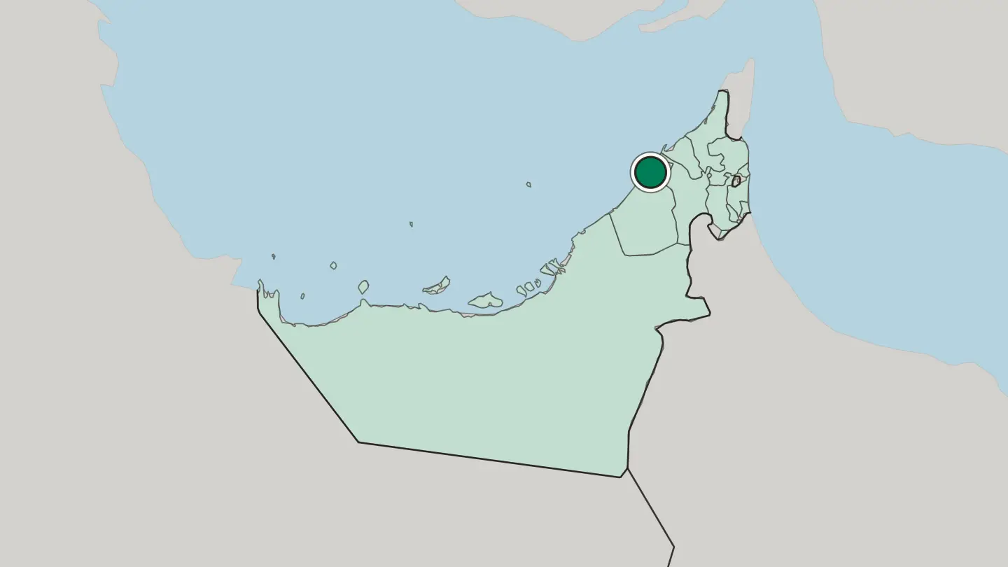 Map of Sharjah in United Arab Emirates