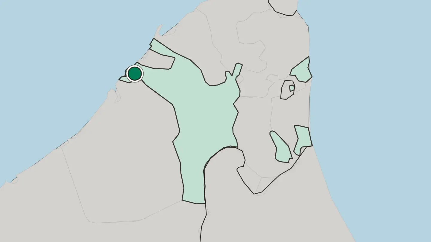 Map of Sharjah in United Arab Emirates