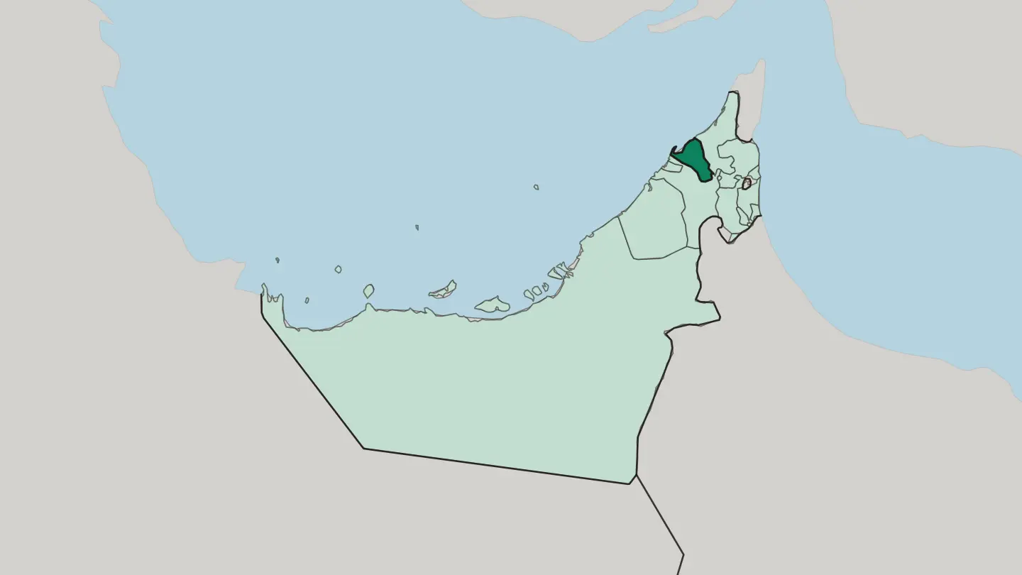 Map of Umm al Qaywayn in United Arab Emirates