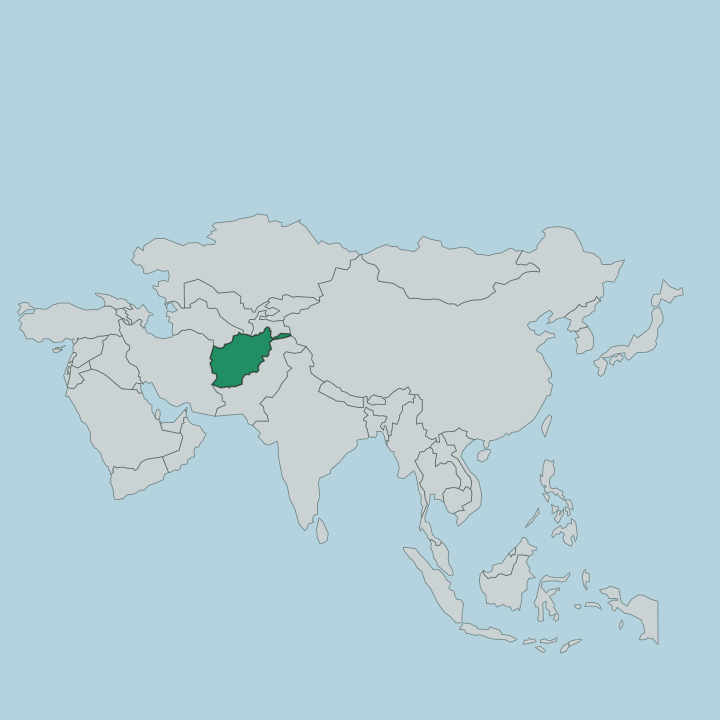 Map showing Afghanistan — In Asia
