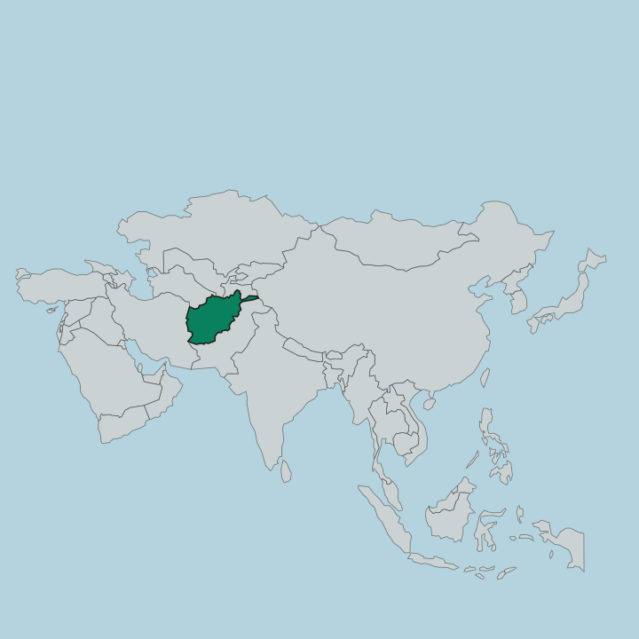 Map showing Afghanistan — In Asia