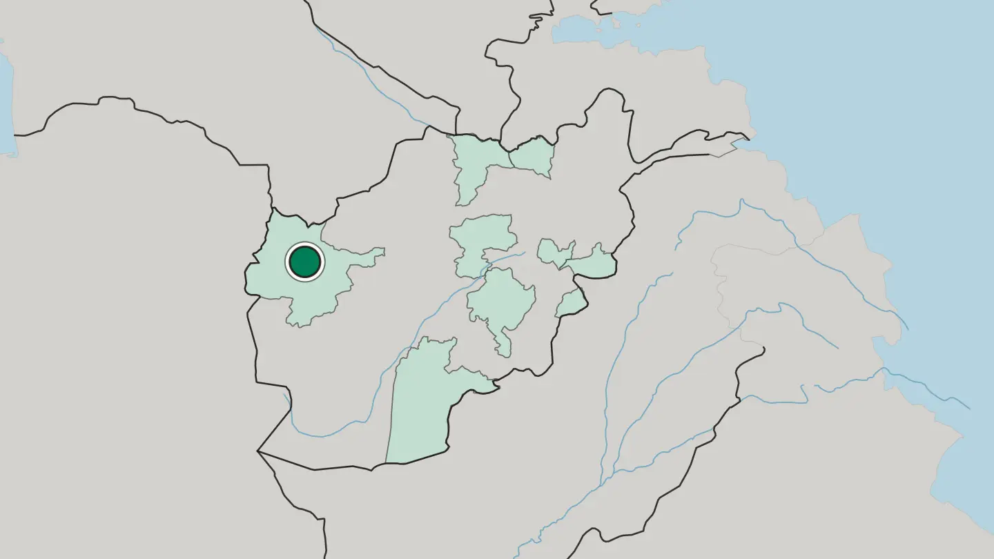 Map of Herāt in Afghanistan