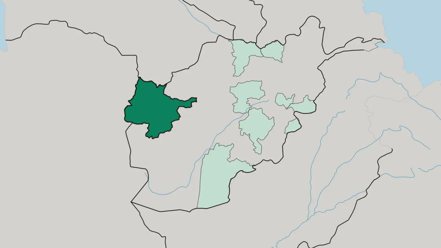Map of Herāt in Afghanistan