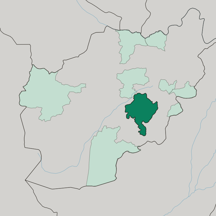 Map showing Wilāyat-e Ghaznī — In Afghanistan