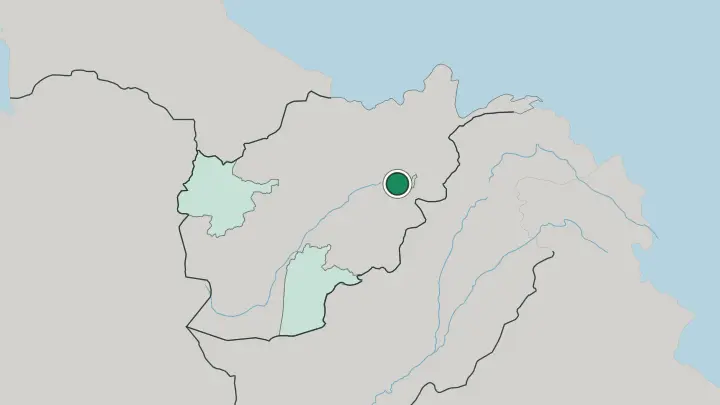 Map of Kabul in Afghanistan
