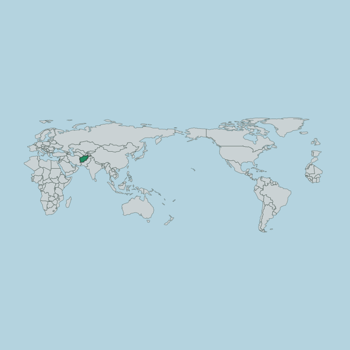 Map showing Afghanistan — Worldwide