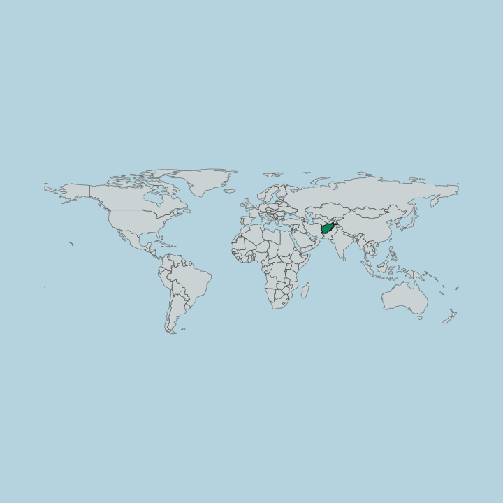 Map showing Afghanistan — Worldwide