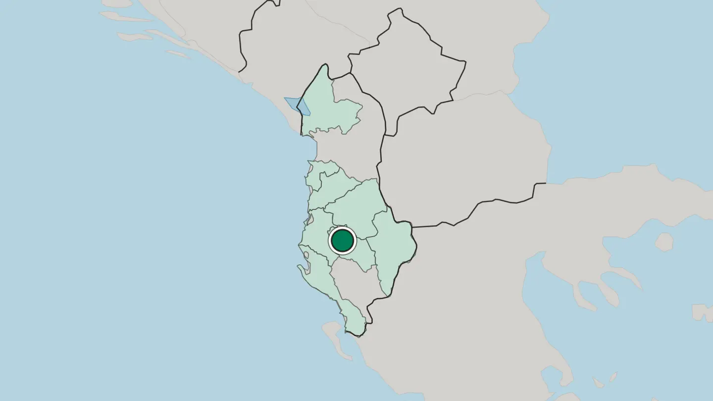 Map of Berat in Albania
