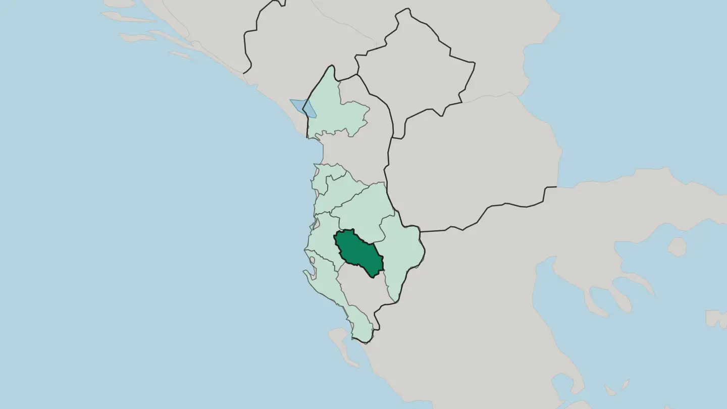 Map of Qarku i Beratit in Albania