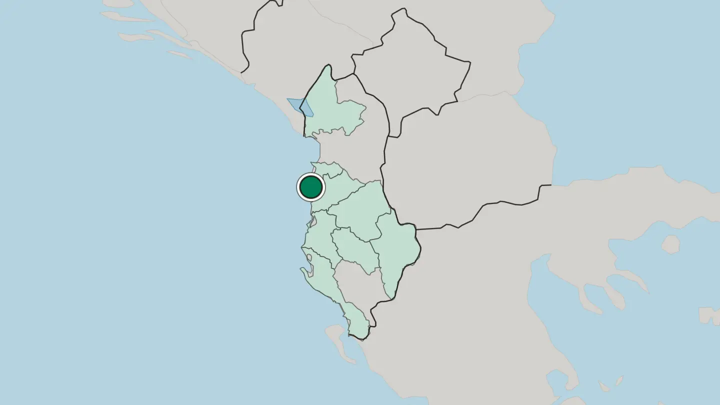 Map of Durrës in Albania