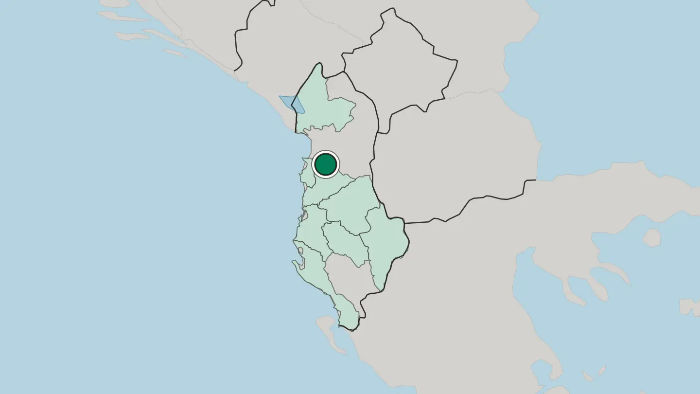 Map of Krujë in Albania