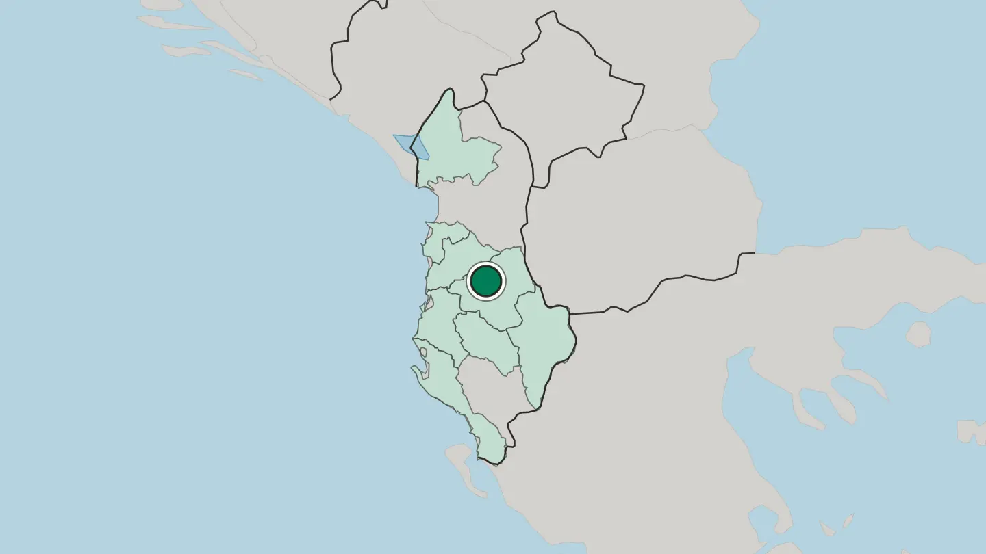 Map of Elbasan in Albania