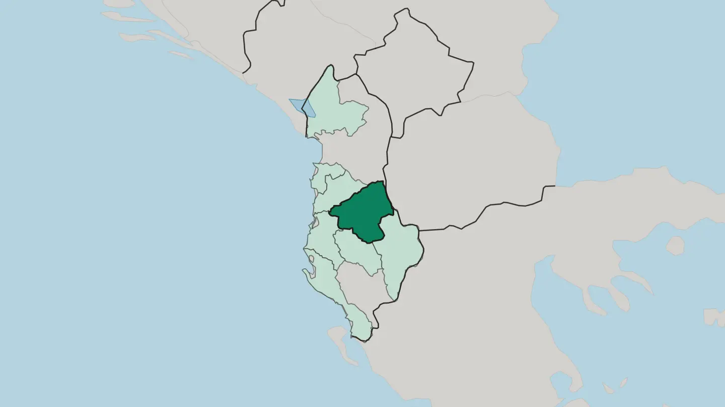 Map of Qarku i Elbasanit in Albania