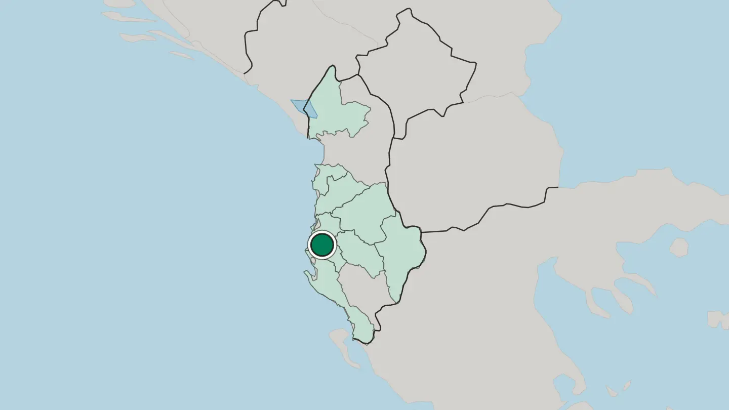 Map of Fier in Albania