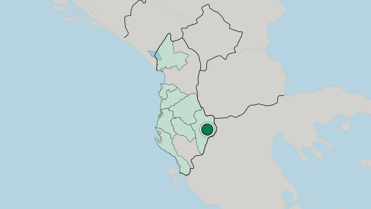 Map of Korçë in Albania