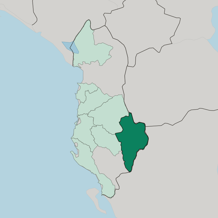 Map showing Qarku i Korçës — In Albania