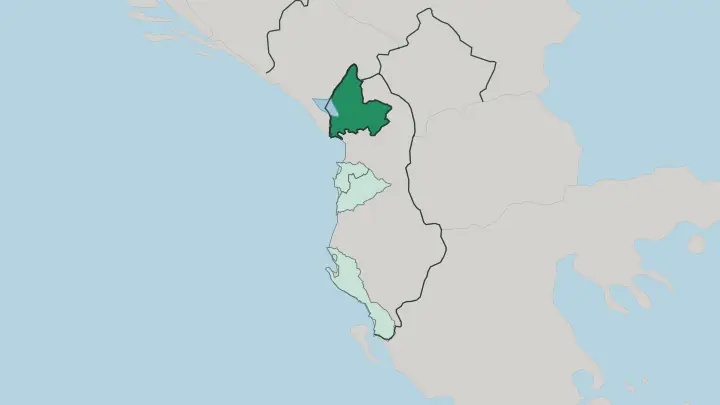 Map of Qarku i Shkodrës in Albania