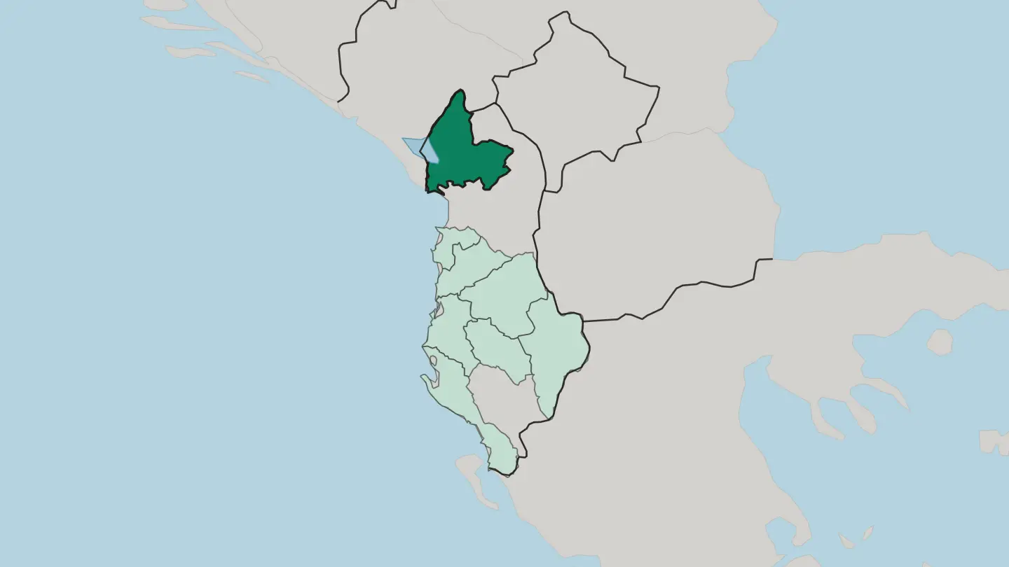 Map of Qarku i Shkodrës in Albania
