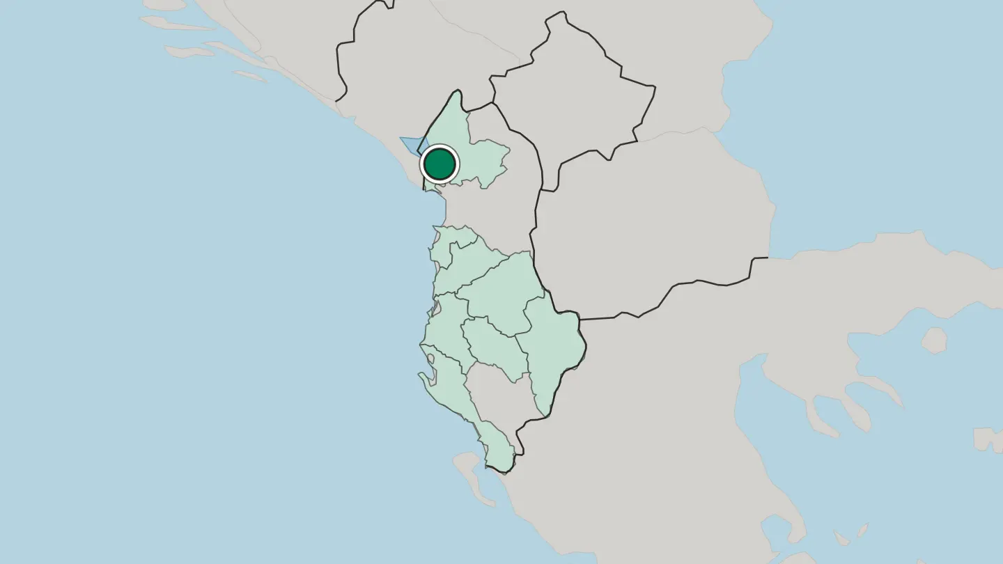 Map of Shkodër in Albania