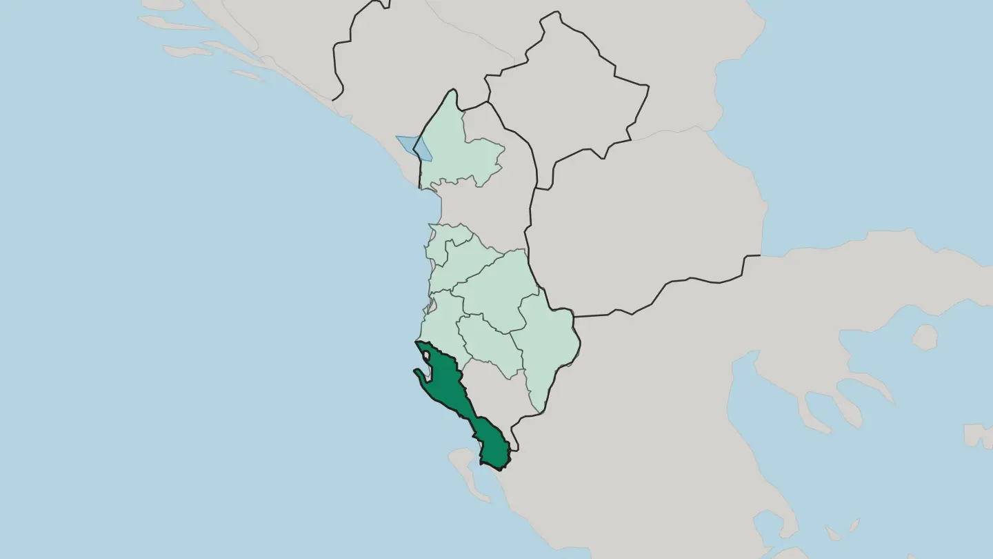 Map of Qarku i Vlorës in Albania