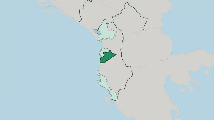 Map of Tirana in Albania