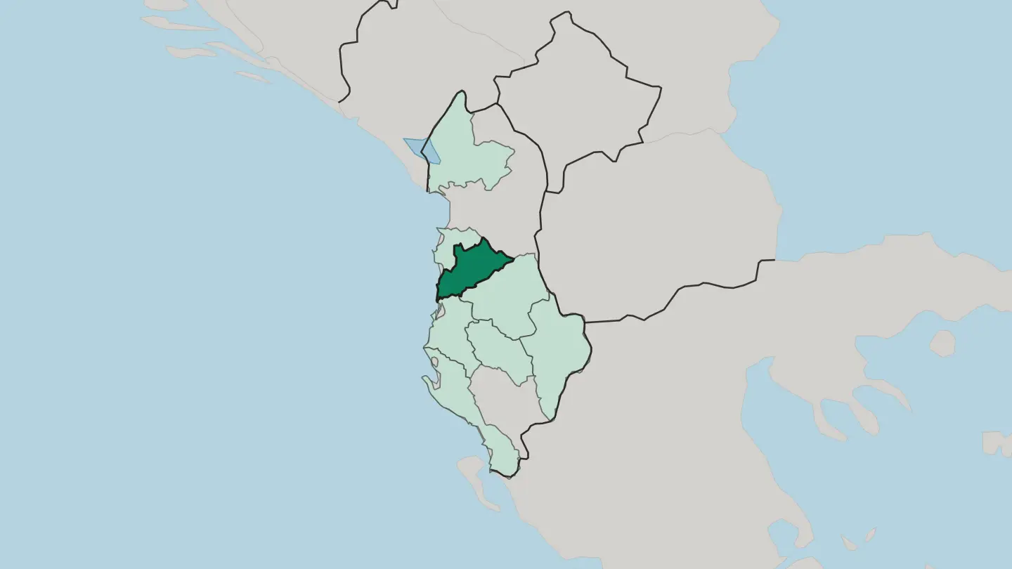 Map of Tirana in Albania