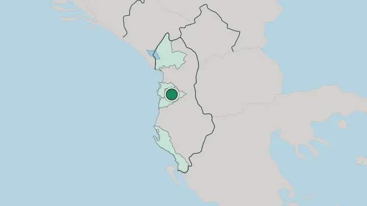Map of Tirana in Albania
