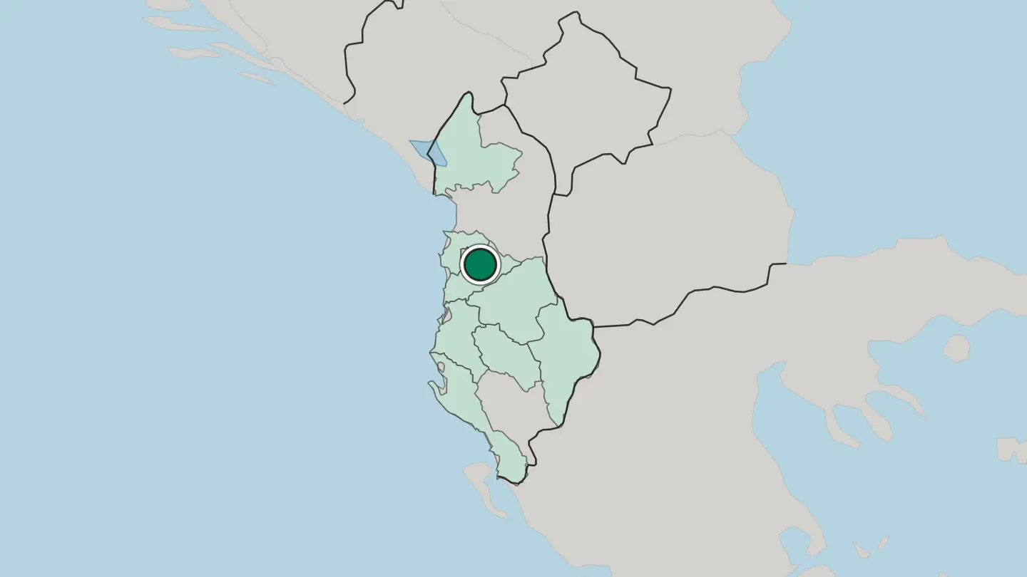 Map of Tirana in Albania