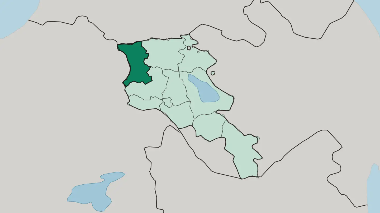 Map of Shirak in Armenia