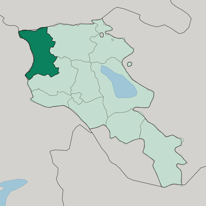 Map showing Shirak — In Armenia